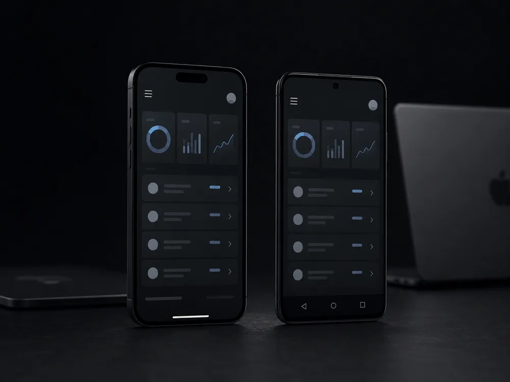 The same application shown side by side on two phones